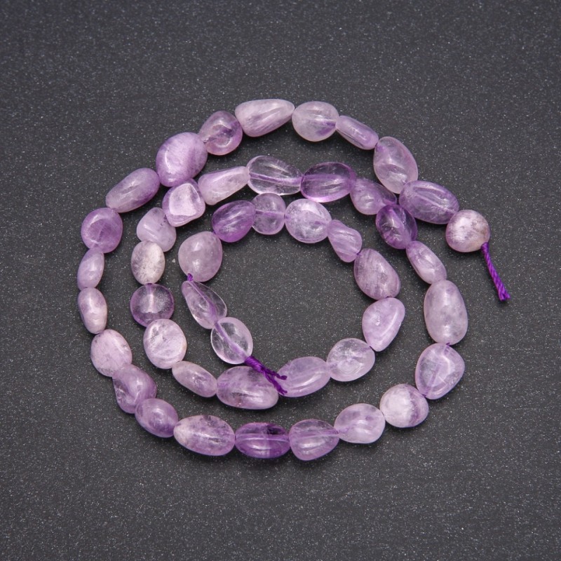 Natural Amethyst Stone Beads, Tumbled, Diameter 8x10 (+/-) mm, Length 38cm