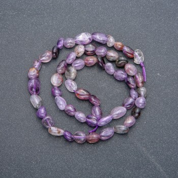 Natural Ametrine Stone Beads on Thread, Tumbled, Diameter 7x5mm, Length 40cm +