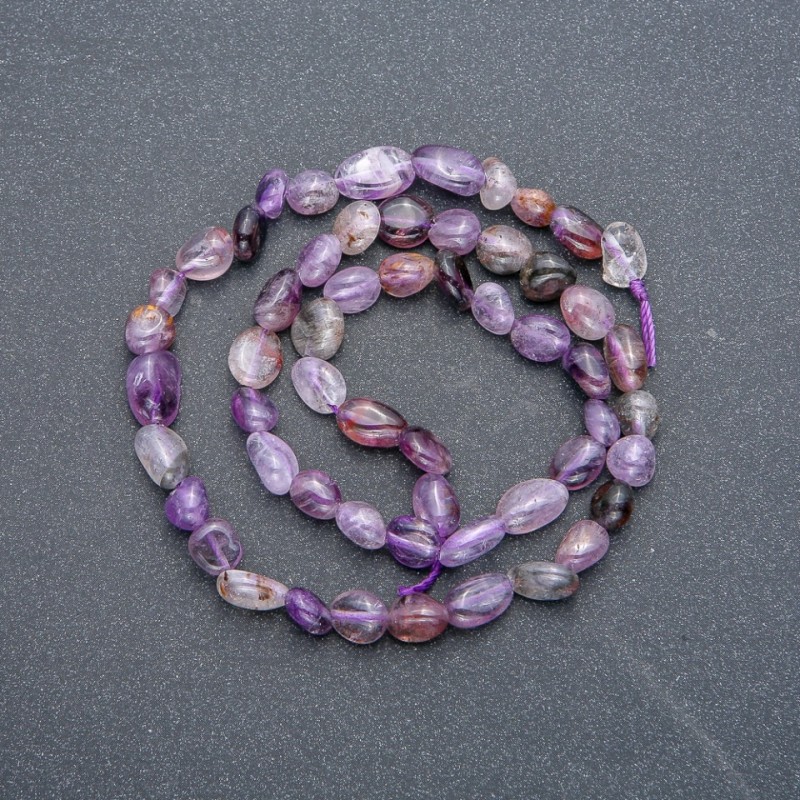 Natural Ametrine Stone Beads on Thread, Tumbled, Diameter 7x5mm, Length 40cm +