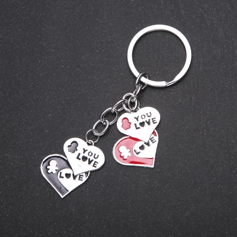 Hearts Keyring, Silver Metal Colour