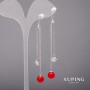 Xuping Earrings with White Stones and Majorca Pearls 8x80mm Rhodium