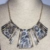 Necklace Eco Leather Gold-Tone Metal and Rhinestones, Length 42-50cm +