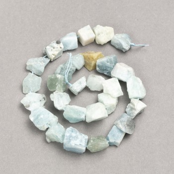Beads on Thread Raw Stone Larimar Tumbled, diameter 16x12(+-)mm, length 41cm