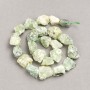 Beads on Thread Raw Stone Prehnite Tumbled, diameter 16x12(+-)mm, length 41cm