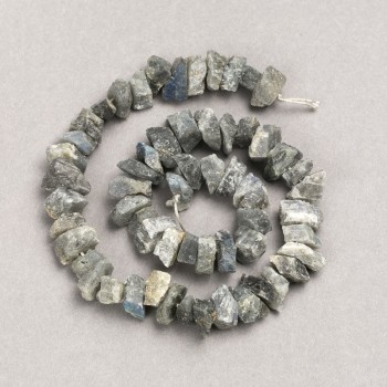 Beads on Thread Raw Stone Labradorite Tumbled, diameter 13x8(+-)mm, length 41cm