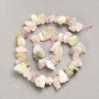 Beads on a strand, raw stone, Assorted Rose Quartz + Citrine + Prehnite, tumbled nuggets, diameter 13x8(+/-)mm, length 41cm