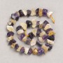 Beads on Thread Raw Stone Assorted Amethyst+Citrine Tumbled, diameter 13x8(+-)mm, length 41cm