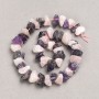 Beads on Thread Raw Stone Assorted Amethyst+Rose Quartz Tumbled, diameter 13x8(+-)mm, length 41cm