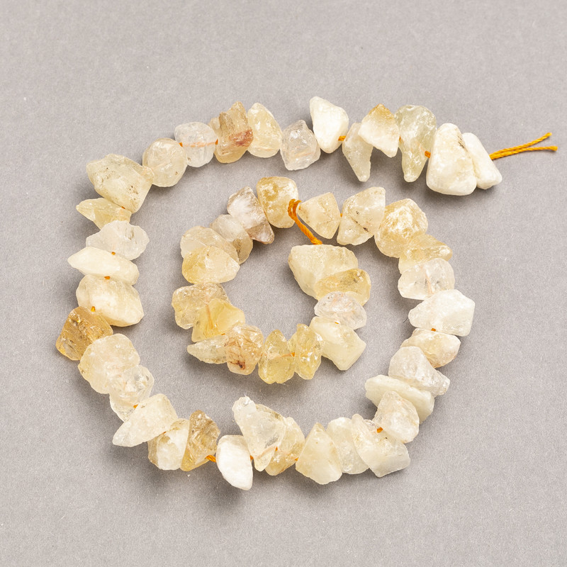 Beads on a String Raw Stone Citrine, Tumbled, Diameter 13x8(+-)mm, Length 41cm