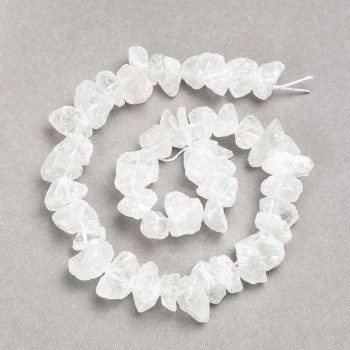 Beads on a String Raw Stone Rock Crystal, Tumbled, Diameter 13x8(+-)mm, Length 41cm