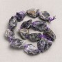 Raw Stone Beads Amethyst on a String, Tumbled, Diameter 20x25(+-)mm, Length 42cm