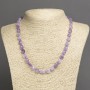 Necklace of Natural Amethyst Stone Tumbled, Diameter 8x6mm, Length 45cm+