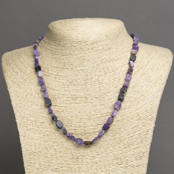 Natural Stone Charoite Necklace, Tumbled, Diameter 8x5mm+-, Length 45cm+