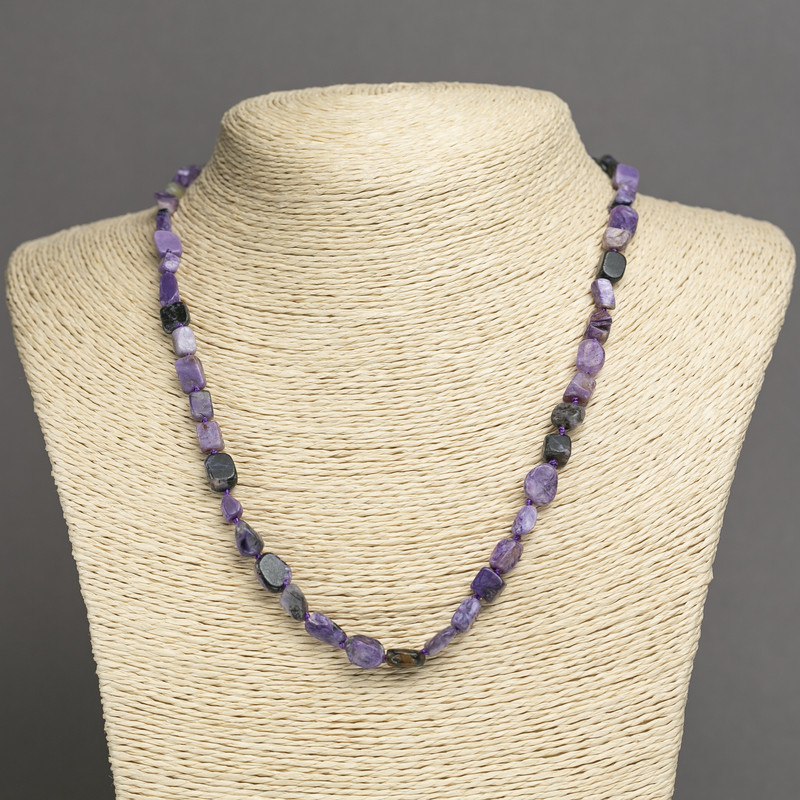Natural Stone Charoite Necklace, Tumbled, Diameter 8x5mm+-, Length 45cm+
