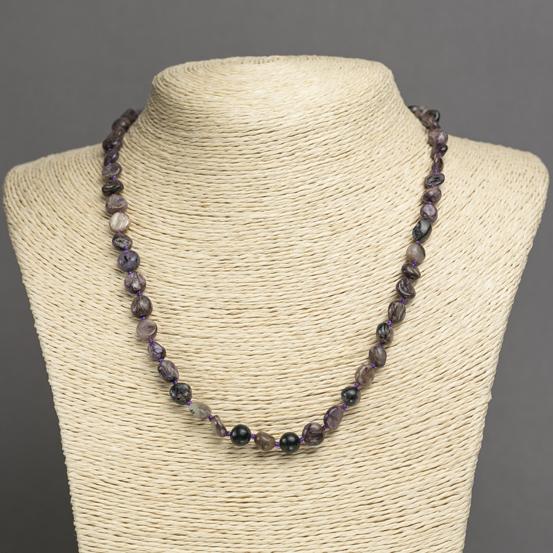 Natural Stone Charoite Necklace, Tumbled, Diameter 7x8mm, Length 45cm+