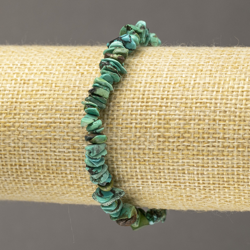 Natural Stone Chrysocolla Chip Bracelet on Elastic, Diameter 6mm+