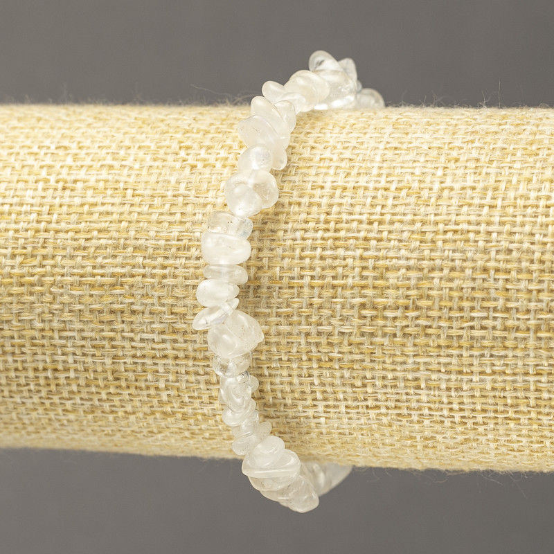Natural Stone Adularia Chip Bracelet on Elastic, 8x3mm+