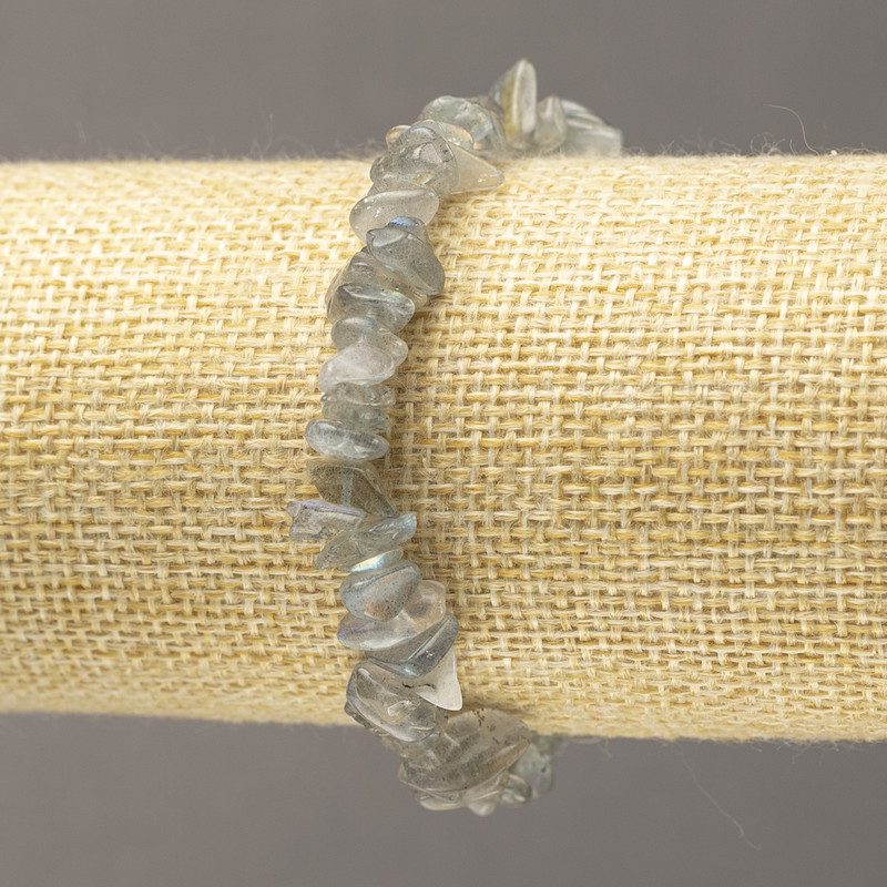 Natural Stone Labradorite Chip Bracelet on Elastic, 10x3mm+