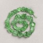 Beads on Thread, Raw Stone Tinted Green Quartz, Tumbled, Diameter 13x10(+-)mm, Length 41cm