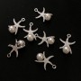 Findings Pendant "Starfish" Silver-Tone Metal, Diameter 16mm, Thickness 2mm, Hole 5mm, Pack of 7pcs