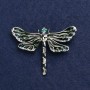 Dragonfly Brooch, Silver-Tone Metal, Enamel and Rhinestones, 44x60mm +