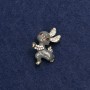 Bunny Brooch, Gold-Tone Metal, Enamel and Rhinestones, 24x21mm +