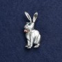 Bunny with Bow Brooch, Silver-Tone Metal, Enamel and Rhinestones, 45x20mm +