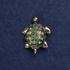 Turtle Brooch, Gold-Tone Metal and Rhinestones, 40x23mm +