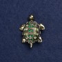 Turtle Brooch, Gold-Tone Metal and Rhinestones, 40x23mm +