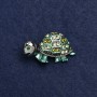 Turtle Brooch, Silver-Tone Metal, Enamel and Rhinestones, 40x23mm +