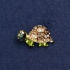 Turtle Brooch, Gold-Tone Metal, Enamel and Rhinestones, 40x23mm +