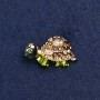 Turtle Brooch, Gold-Tone Metal, Enamel and Rhinestones, 40x23mm +