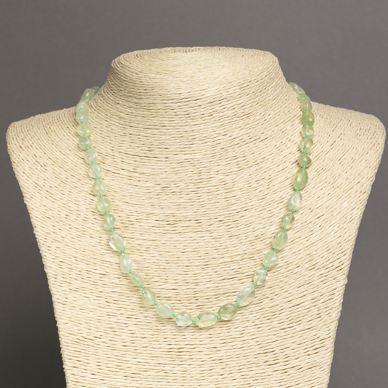 Natural Stone Prehnite Necklace, Tumbled, Diameter 8x6mm+-, Length 45cm+