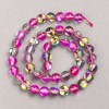 Opal Glass Beads on Thread, Smooth Round, Raspberry Transparent, Diameter 8mm +/-, Length 39cm +