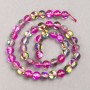 Opal Glass Beads on Thread, Smooth Round, Raspberry Transparent, Diameter 8mm +/-, Length 39cm +