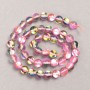Opal Glass Beads on Thread, Smooth Round, Pink Transparent, Diameter 8mm +/-, Length 39cm +