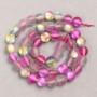 Opal Glass Beads on Thread, Smooth Round, Pink-Grey Matte, Diameter 8mm +/-, Length 39cm +