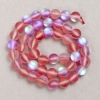 Opal Glass Beads on Thread, Smooth Round, Red Matte, Diameter 8mm +/-, Length 39cm +