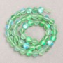 Opal Glass Beads on Thread, Smooth Round, Blue-Green Matte, Diameter 8mm +/-, Length 39cm +