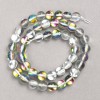 Opal Glass Beads on Thread, Smooth Round, White Transparent Chameleon, Diameter 8mm +/-, Length 39cm +