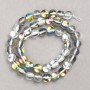 Opal Glass Beads on Thread, Smooth Round, White Transparent Chameleon, Diameter 8mm +/-, Length 39cm +