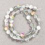 Opal Glass Beads on Thread, Smooth Round, Light Grey Matte, Diameter 8mm +/-, Length 39cm +