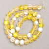 Opal Glass Beads on Thread, Smooth Round, Yellow + Transparent Matte, Diameter 8mm +/-, Length 39cm +