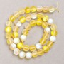 Opal Glass Beads on Thread, Smooth Round, Yellow + Transparent Matte, Diameter 8mm +/-, Length 39cm +