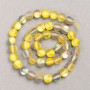 Opal Glass Beads on Thread, Smooth Round, Yellow + Grey Matte, Diameter 8mm +/-, Length 39cm +