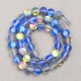 Opal Glass Beads on Thread, Smooth Round, Blue Transparent Matte, Diameter 8mm +/-, Length 39cm +