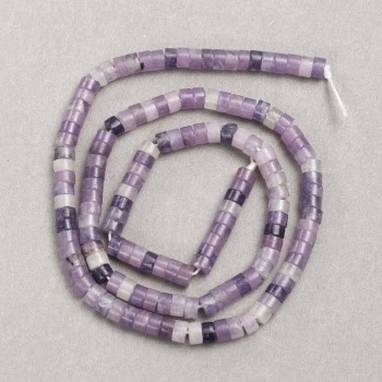 Beads on Thread, Natural Amethyst Stone, Rondelle, Diameter 4x2.5mm +/-, Length 38cm +