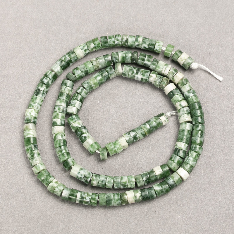 Moss Agate Natural Stone Beads, Disc, Diameter 4x2.5mm+/-, Length 38cm+/- on a Thread