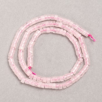 Beads on a Thread Natural Stone Rose Quartz Rondelle, Diameter 4x2.5mm+/-, Length 38cm+/-