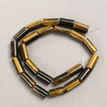 Beads on a Thread Natural Stone Tiger's Eye Cylinder, Diameter 8x17mm+/-, Length 39cm+/-